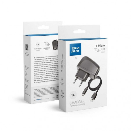Reiseladegerät Micro USB Universal 1A Lite separates Kabel Schwarz