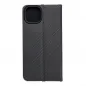 Apple iPhone 14 Book Handytaschen LUNA Book Carbon Kohlenstoff-Faser, Elegant  Schwarz