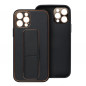 Apple iPhone 14 Pro Hülle LEATHER Case Kickstand Schwarz