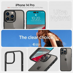 Apple iPhone 14 Pro Hülle Spigen Ultra Hybrid Kristallklar  Matt Schwarz