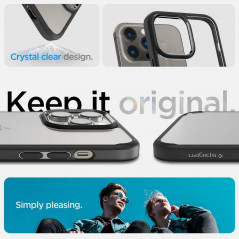 Apple iPhone 14 Pro Hülle Spigen Ultra Hybrid Kristallklar  Matt Schwarz