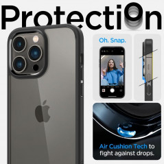 Apple iPhone 14 Pro Hülle Spigen Ultra Hybrid Kristallklar  Matt Schwarz