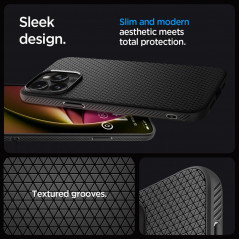 Apple iPhone 15 Pro Max Hülle Spigen  Liquid Air Matt Schwarz