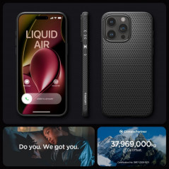 Apple iPhone 15 Pro Max Hülle Spigen  Liquid Air Matt Schwarz