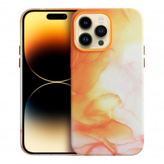 Apple iPhone 15 Hülle Leather Mag Cover Elegant  MagSAFE  Orange Spritzer