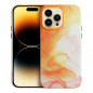 Apple iPhone 15 Hülle Leather Mag Cover Elegant  MagSAFE  Orange Spritzer