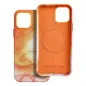 Apple iPhone 15 Hülle Leather Mag Cover Elegant  MagSAFE  Orange Spritzer