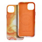 Apple iPhone 15 Plus Hülle Leather Mag Cover Elegant  MagSAFE  Orange Spritzer