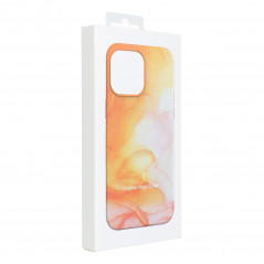 Apple iPhone 15 Plus Hülle Leather Mag Cover Elegant  MagSAFE  Orange Spritzer