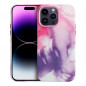 Apple iPhone 15 Plus Hülle Leather Mag Cover Elegant  MagSAFE  Lila Spritzer