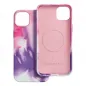 Apple iPhone 15 Plus Hülle Leather Mag Cover Elegant  MagSAFE  Lila Spritzer