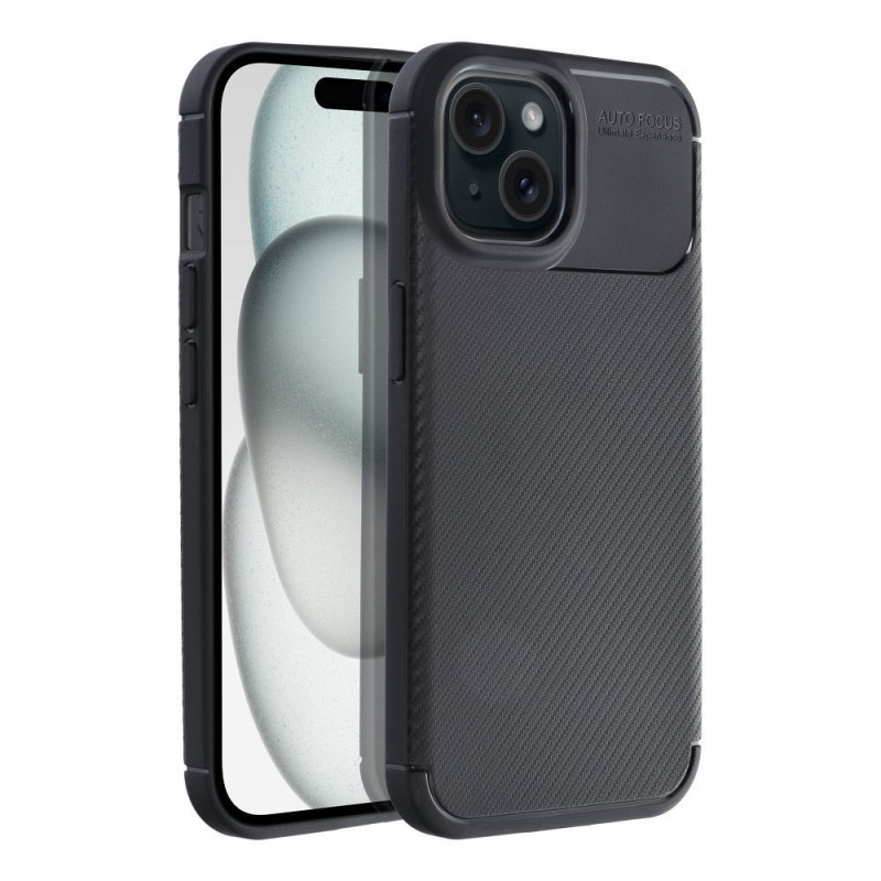 Apple iPhone 15 Hülle Carbon premium Elegant  Schwarz