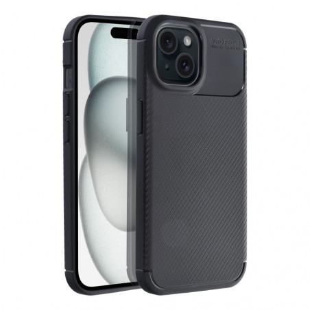 Apple iPhone 15 Hülle Carbon premium Elegant  Schwarz