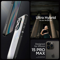 Apple iPhone 15 Pro Max Hülle Spigen Ultra Hybrid Kristallklar  Matt Schwarz