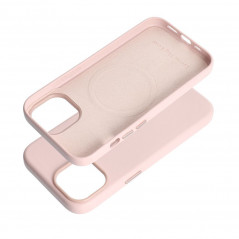 Apple iPhone 15 Hülle Leather Mag Cover Elegant  MagSAFE  Sandrosa