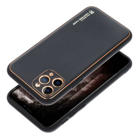 Apple iPhone 15 Pro Hülle Leather Schwarz