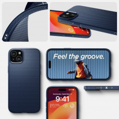 Apple iPhone 15 Hülle Spigen  Liquid Air Navy blau