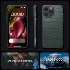 Apple iPhone 15 Pro Max Hülle Spigen  Liquid Air Abgrundgrün