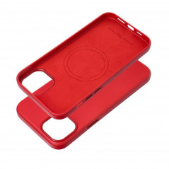 Apple iPhone 15 Plus Hülle Leather Mag Cover Elegant  MagSAFE  Rot