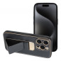 Apple iPhone 15 Pro Hülle LEATHER Case Kickstand Schwarz