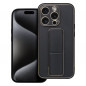 Apple iPhone 15 Pro Hülle LEATHER Case Kickstand Schwarz