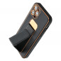 Apple iPhone 15 Pro Hülle LEATHER Case Kickstand Schwarz