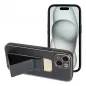 Apple iPhone 15 Hülle LEATHER Case Kickstand Schwarz