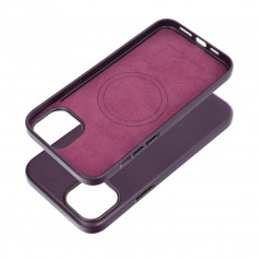 Apple iPhone 15 Plus Hülle Leather Mag Cover Elegant  MagSAFE  Dunkelviolett