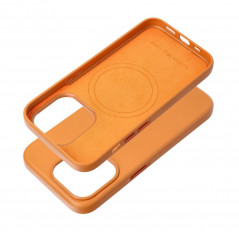 Apple iPhone 15 Pro Hülle Leather Mag Cover Elegant  MagSAFE  Orange