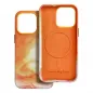 Apple iPhone 15 Pro Hülle Leather Mag Cover Elegant  MagSAFE  Orange Spritzer