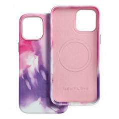 Apple iPhone 15 Pro Max Hülle Leather Mag Cover Elegant  MagSAFE  Lila Spritzer