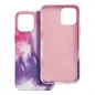 Apple iPhone 15 Pro Max Hülle Leather Mag Cover Elegant  MagSAFE  Lila Spritzer