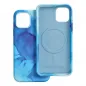 Apple iPhone 15 Pro Max Hülle Leather Mag Cover Elegant  MagSAFE  Blau Spritzer
