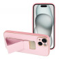 Apple iPhone 15 Hülle LEATHER Case Kickstand Rosa