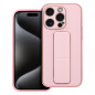 Apple iPhone 15 Pro Hülle LEATHER Case Kickstand Rosa