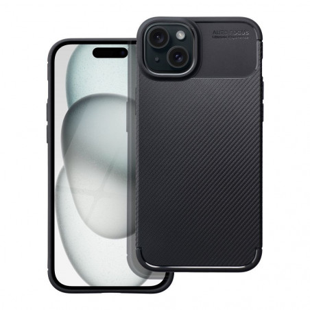 Apple iPhone 15 Hülle Carbon premium Elegant  Schwarz