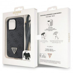 Apple iPhone 13 Pro Hülle Guess Metal Logo Starss Crossbody Elegant  Schwarz