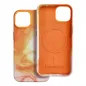 Apple iPhone 14 Hülle Leather Mag Cover Elegant  MagSAFE  Orange Spritzer