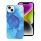 Apple iPhone 14 Plus Hülle Leather Mag Cover Elegant  MagSAFE  Blau Spritzer