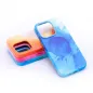 Apple iPhone 14 Plus Hülle Leather Mag Cover Elegant  MagSAFE  Blau Spritzer