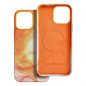 Apple iPhone 13 Pro Max Hülle Leather Mag Cover Elegant  MagSAFE  Orange Spritzer