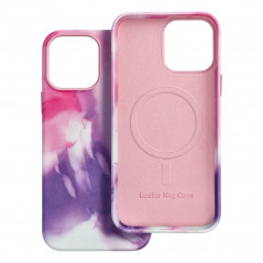 Apple iPhone 13 Pro Max Hülle Leather Mag Cover Elegant  MagSAFE  Lila Spritzer