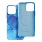 Apple iPhone 13 Pro Max Hülle Leather Mag Cover Elegant  MagSAFE  Blau Spritzer