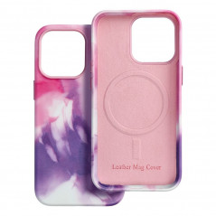 Apple iPhone 13 Pro Hülle Leather Mag Cover Elegant  MagSAFE  Lila Spritzer