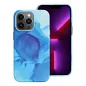 Apple iPhone 13 Pro Hülle Leather Mag Cover Elegant  MagSAFE  Blau Spritzer