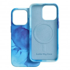 Apple iPhone 13 Pro Hülle Leather Mag Cover Elegant  MagSAFE  Blau Spritzer