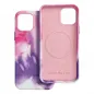 Apple iPhone 12 Hülle Leather Mag Cover Elegant  MagSAFE  Lila Spritzer