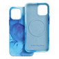 Apple iPhone 12 Hülle Leather Mag Cover Elegant  MagSAFE  Blau Spritzer