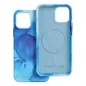 Apple iPhone 12 Hülle Leather Mag Cover Elegant  MagSAFE  Blau Spritzer