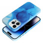 Apple iPhone 12 Pro Max Hülle Leather Mag Cover Elegant  MagSAFE  Blau Spritzer
